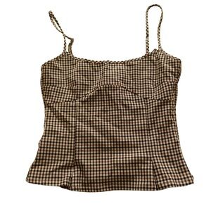 H&M Black and Brown Checkered Camisole xs y2k cottage core Gingham